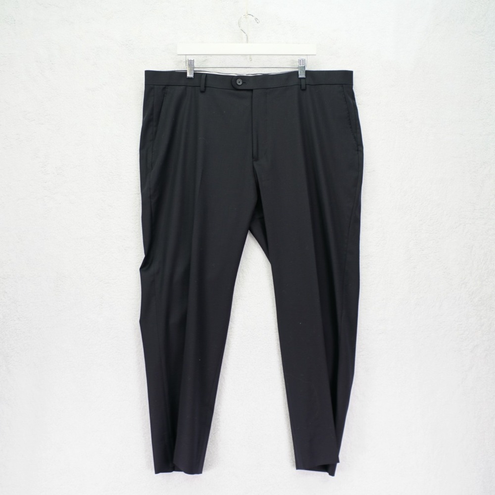 Joe Joseph Abboud Black Wool Dress Pants Trousers Flat Front -43 / 28- Mid Rise